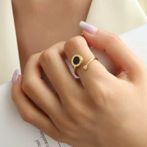 Bague romaine cercle noir – Image 3