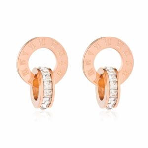 Boucles d’oreilles anneaux entrelacés avec zircon – Image 3