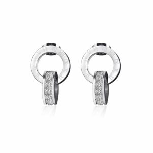 Boucles d’oreilles anneaux entrelacés avec zircon – Image 2