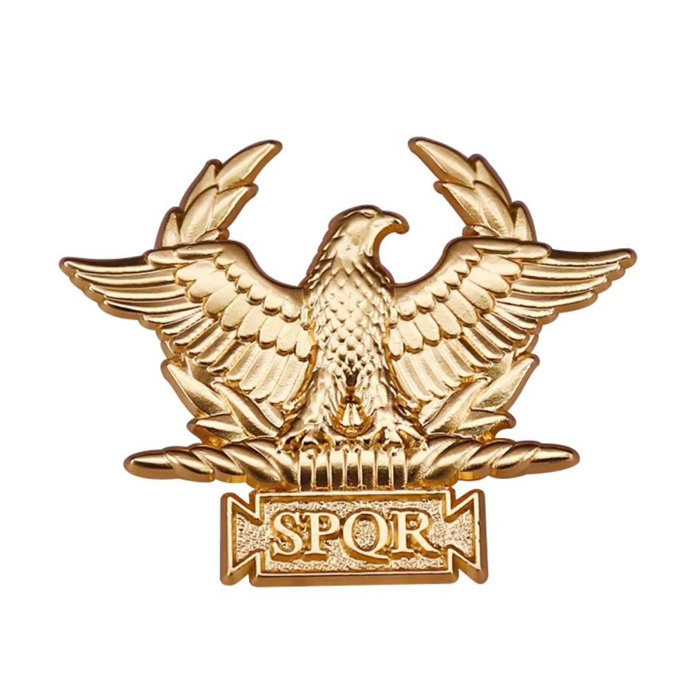 Broche aigle romain doré SPQR