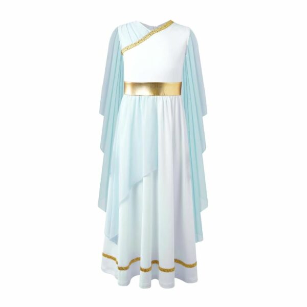 Robe antique blanche et bleue pour fille