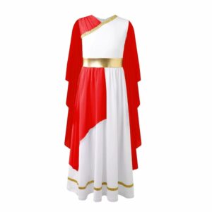 Robe romaine blanche et rouge pour fille – Image 1
