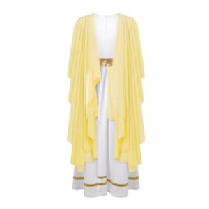 Robe romaine blanche et jaune pâle pour fille – Image 2