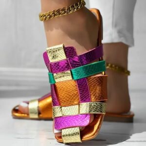 Sandales romaines tressées multicolores – Image 2