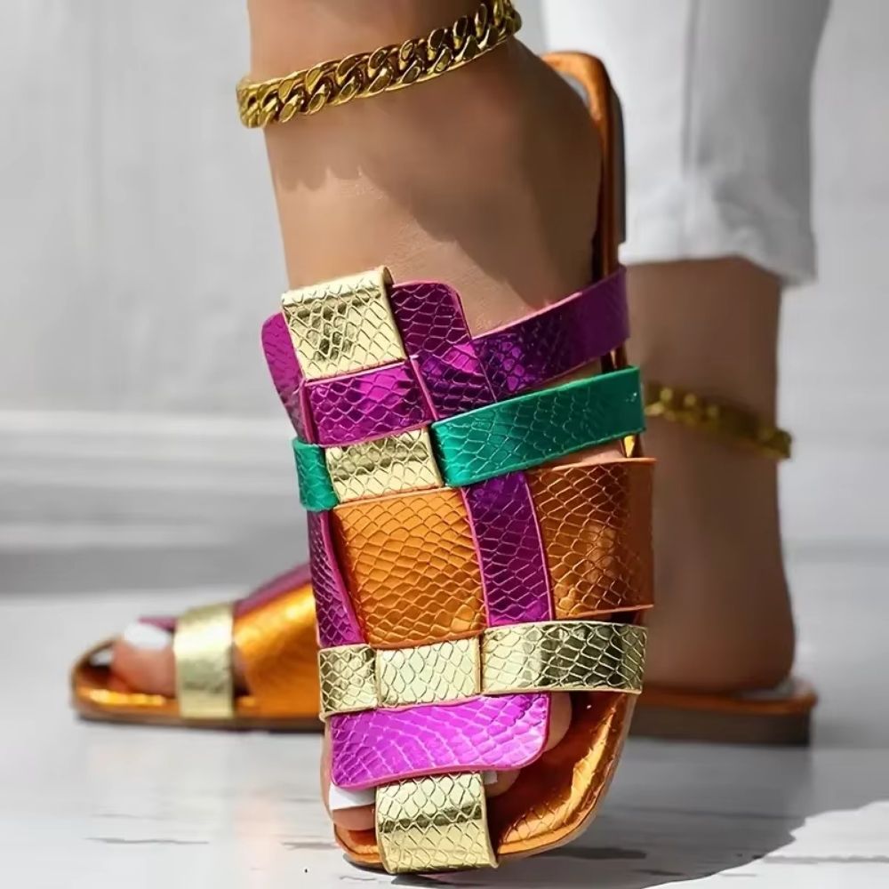 Sandales romaines tressées multicolores – Image 2