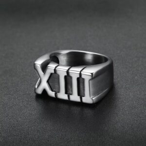 Bague romaine chiffre XIII acier