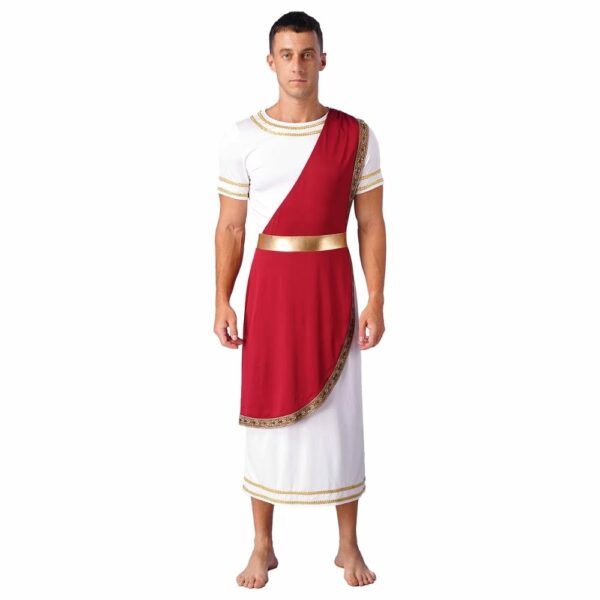 Tunique / toge romaine homme blanche et rouge