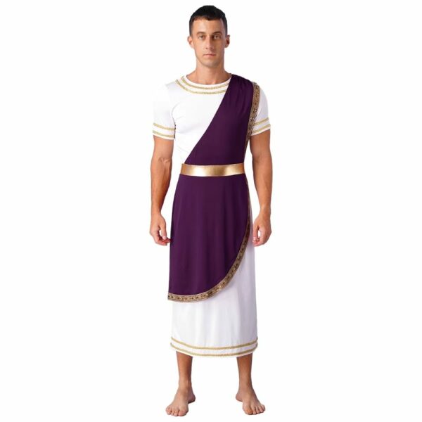 Tunique / toge romaine homme blanche et violette