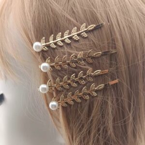 Barrettes romaines perles et feuillage – Image 1