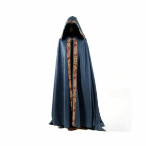 Cape romaine bleue bord brodé