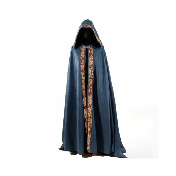 Cape romaine bleue bord brodé