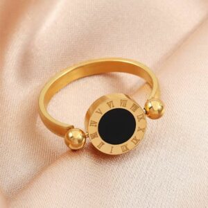 Bague romaine cadran noir