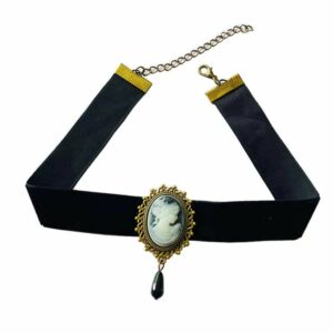 Collier camée romain noir et doré – Image 1