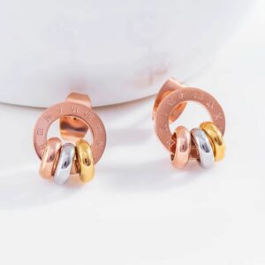 Boucles d’oreilles cercles romains tricolores – Image 2
