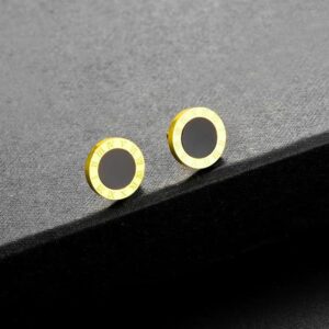 Boucles d’oreilles noires et or chiffres romains – Image 1