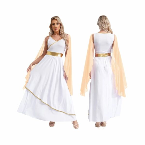 Robe romaine antique avec cape beige