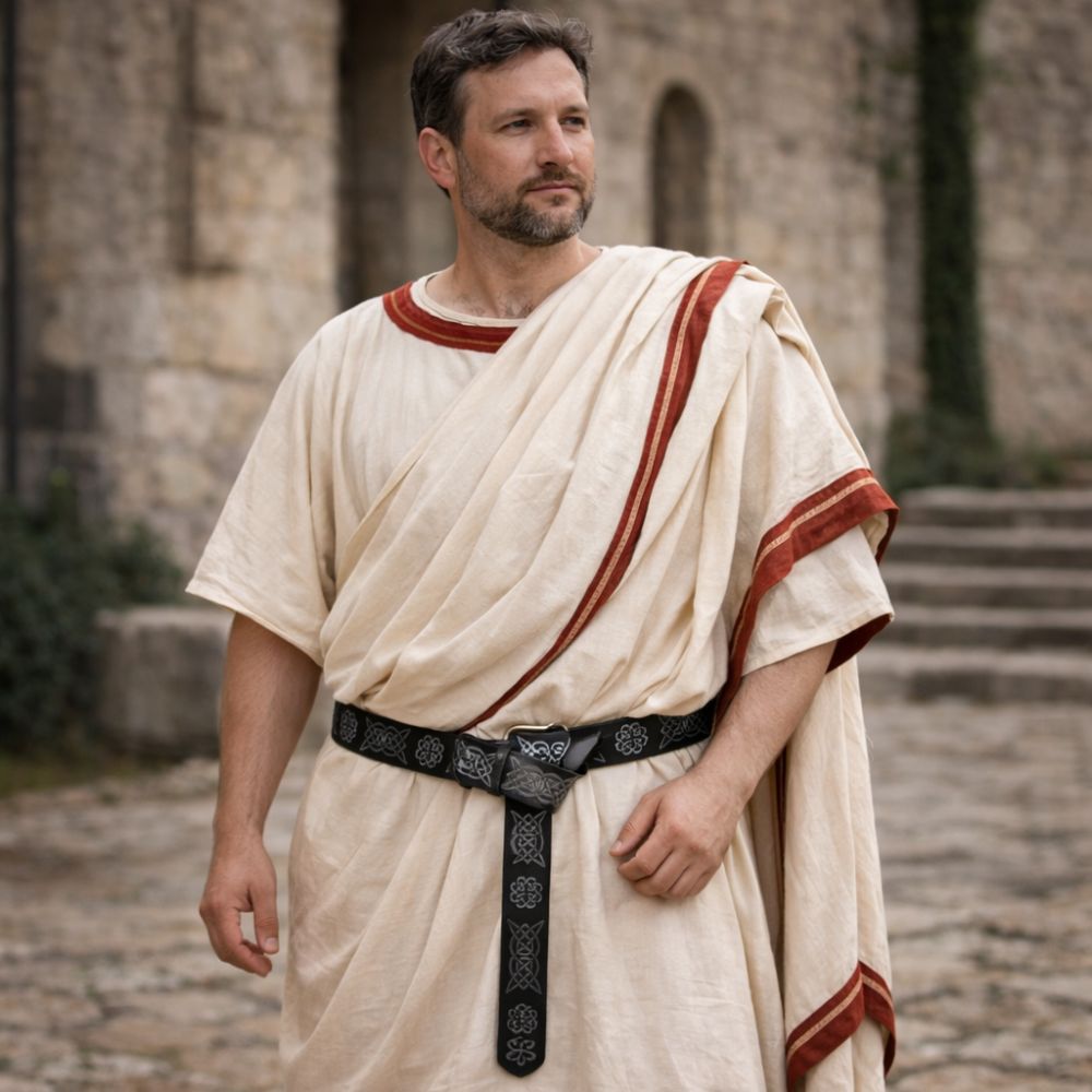 Ceinture romaine noire gravée – Image 2