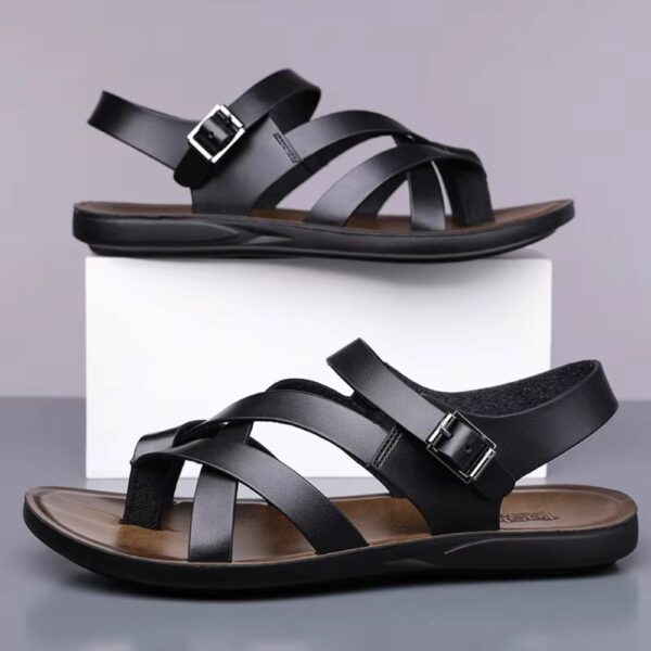 Sandales spartiates homme cuir noir