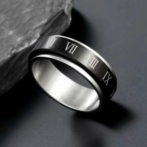 Bague noire chiffres romains – Image 1