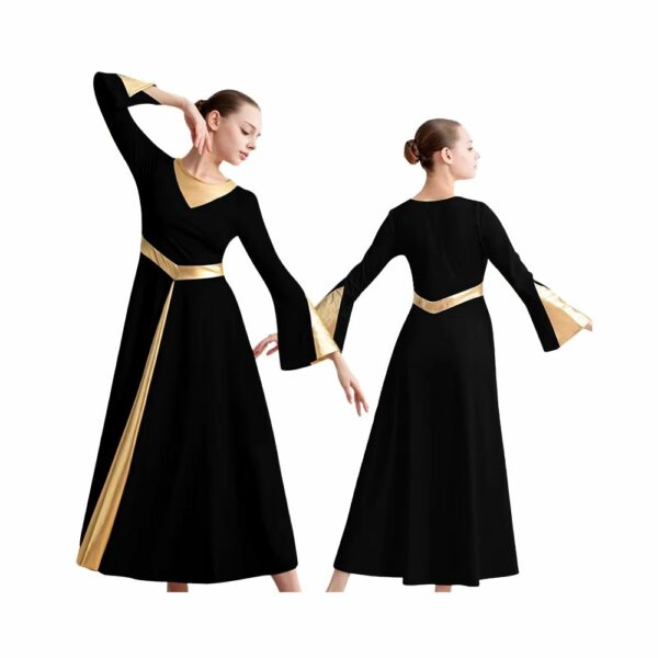 Robe de cérémonie romaine noire et dorée style antique