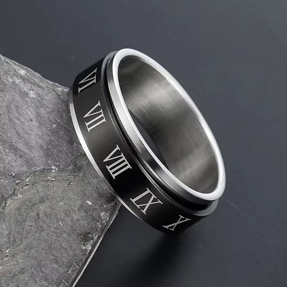 Bague noire chiffres romains – Image 2
