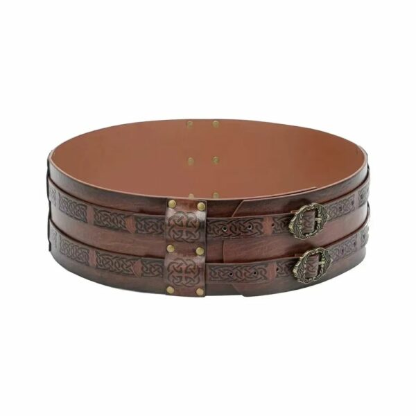 Ceinture romaine double en cuir brun