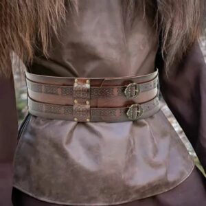 Ceinture romaine double en cuir brun – Image 3