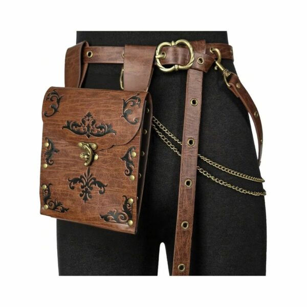 Sacoche ceinturée romaine marron