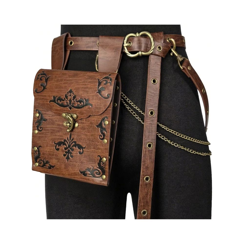 Sacoche ceinturée romaine marron – Image 1