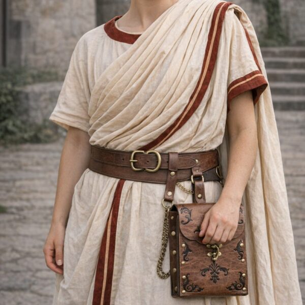 Sacoche ceinturée romaine marron