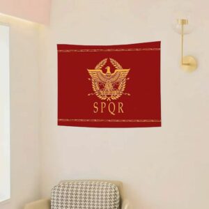 Bannière murale romaine SPQR avec encadrement doré