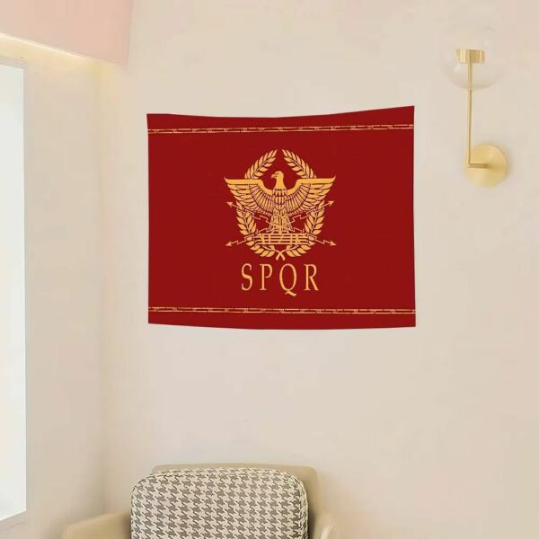 Bannière murale romaine SPQR avec encadrement doré
