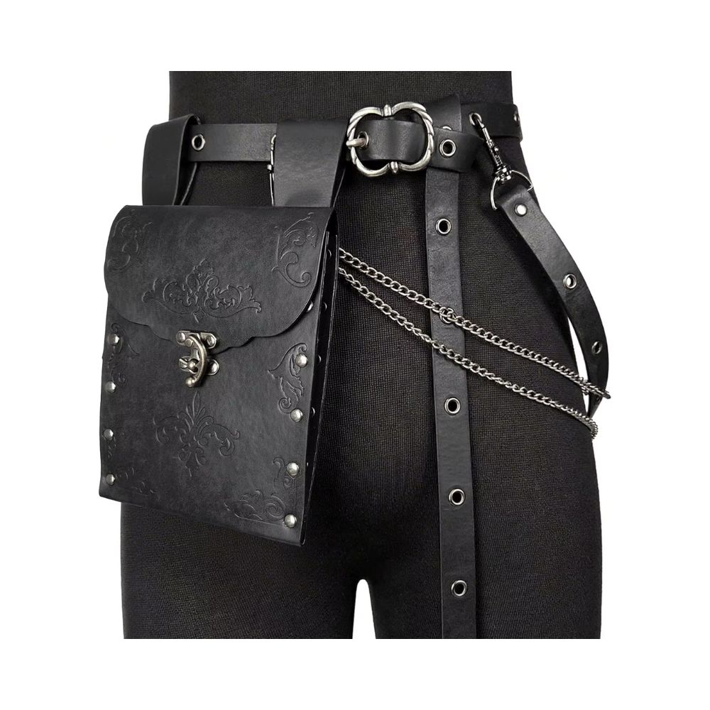 Sacoche ceinturée romaine noire – Image 1