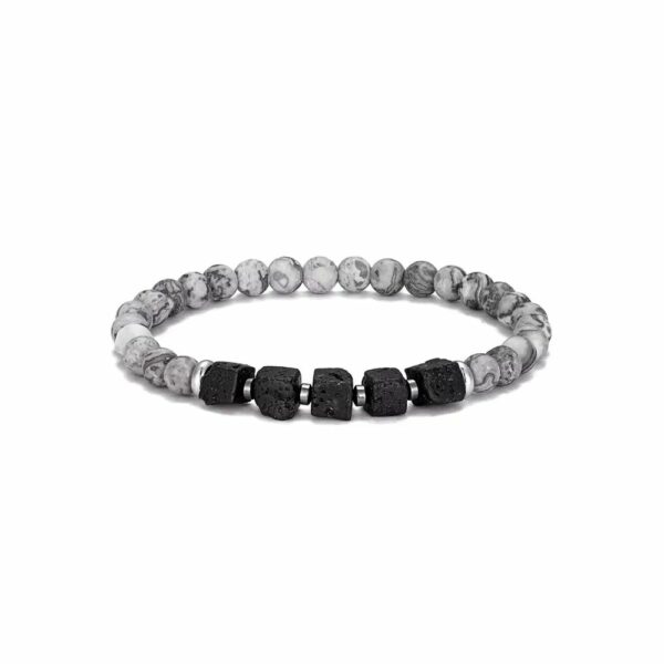 Bracelet marbre antique et lave noire