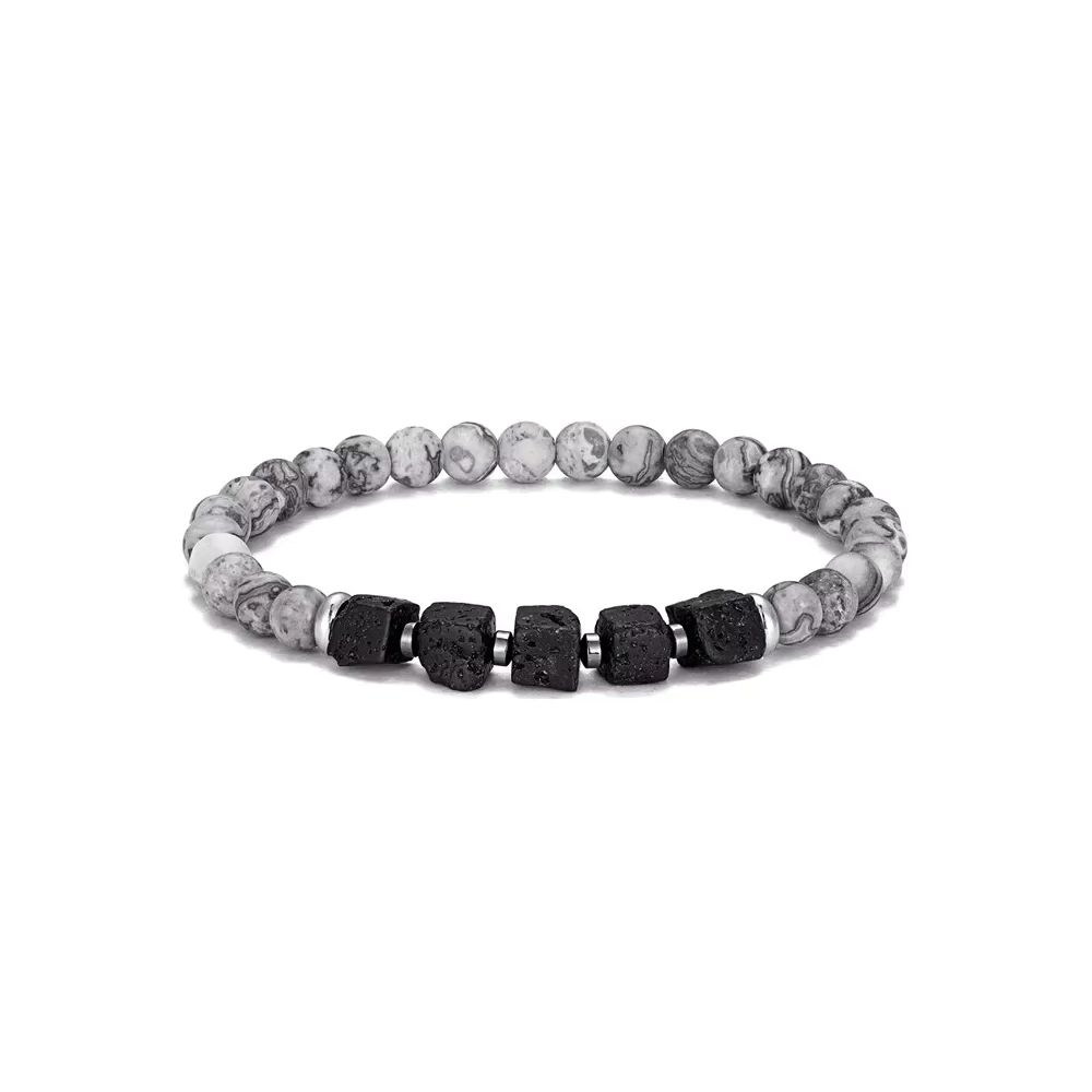 Bracelet marbre antique et lave noire – Image 1