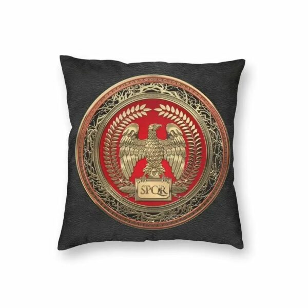 Taie d’oreiller noire médaillon SPQR