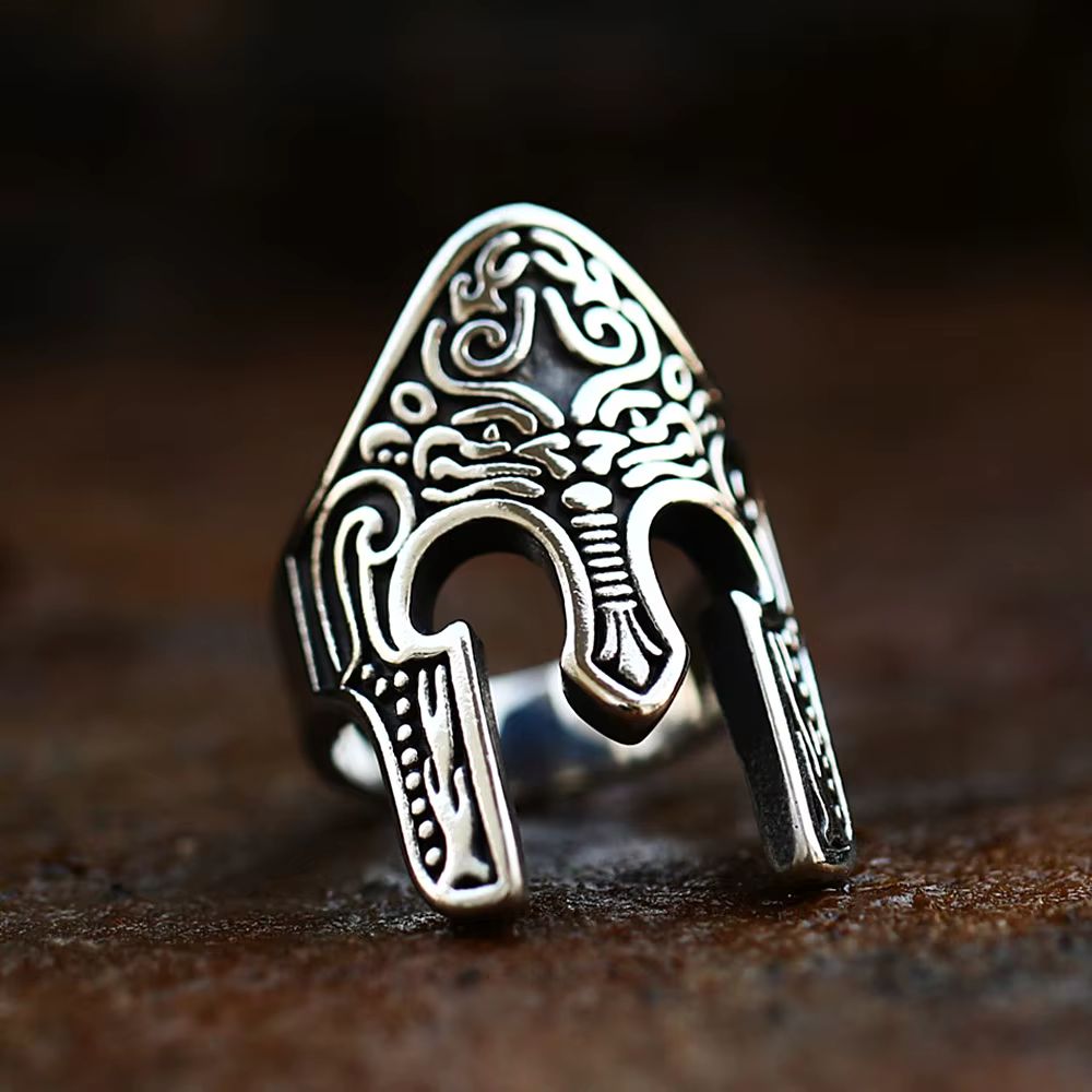Bague antique casque de guerrier – Image 1