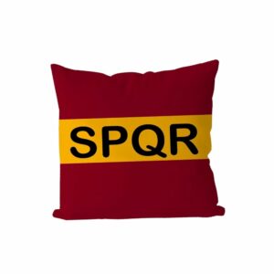 Taie d’oreiller rouge bande jaune SPQR – Image 1