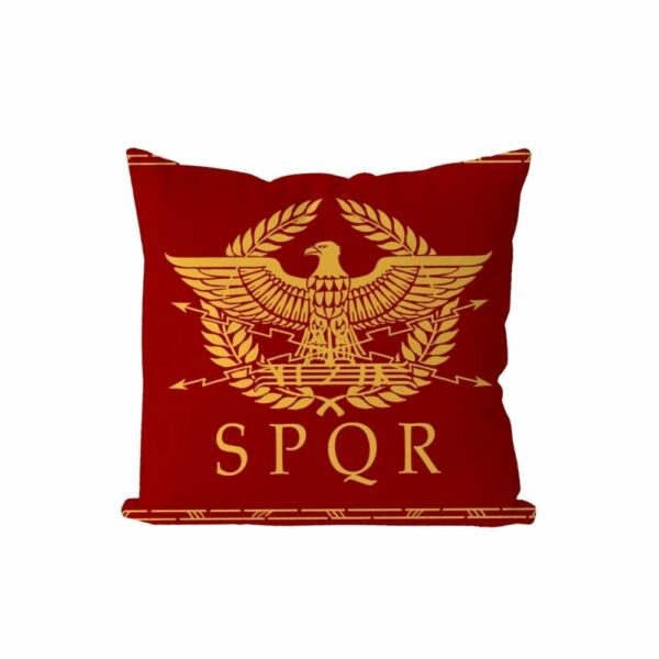 Taie d’oreiller romaine encadrée SPQR