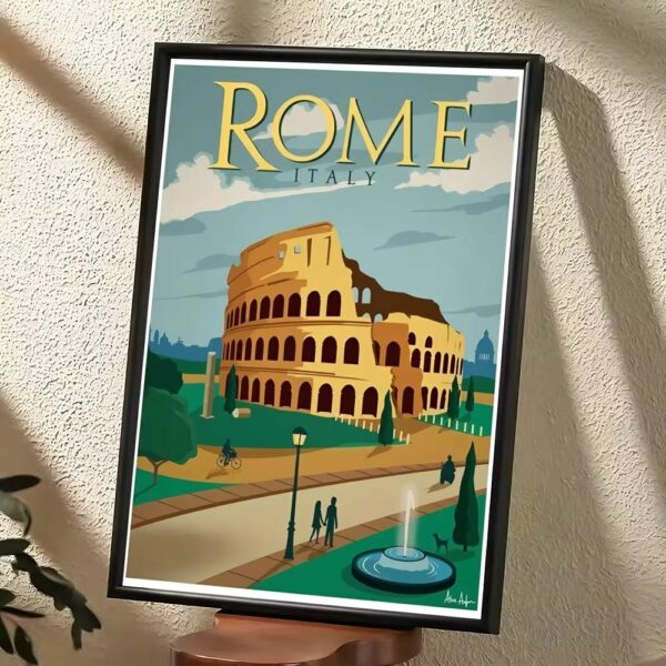 Tableau Rome et Colisée style vintage