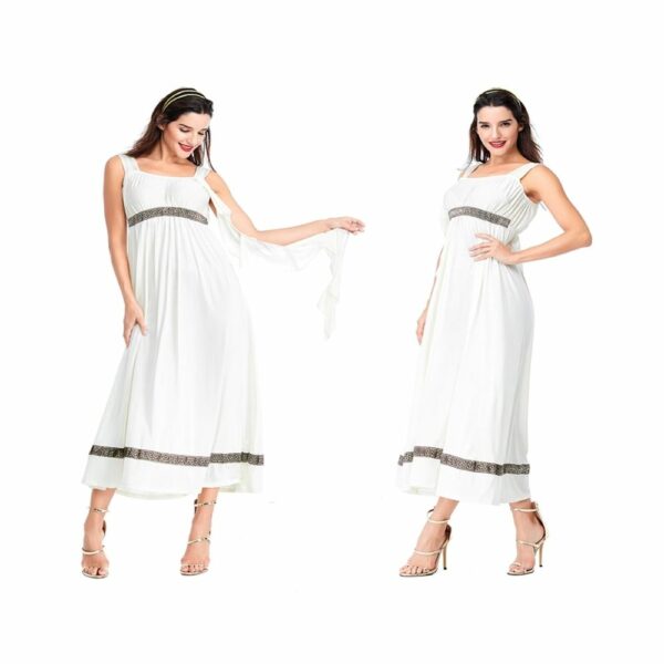 Robe de déesse romaine blanche à bretelles