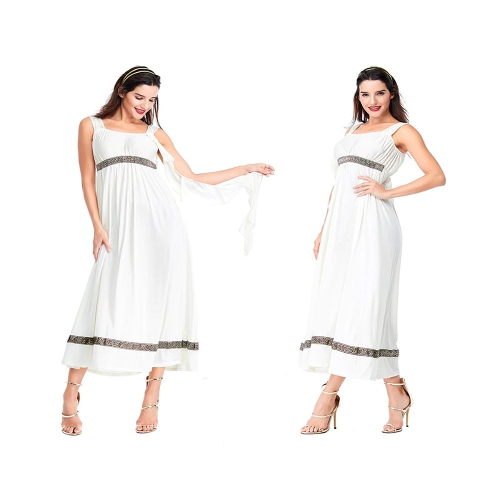 Robe de déesse romaine blanche à bretelles – Image 1