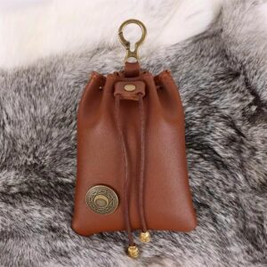 Ceinture romaine à feuilles et anneau en bois + sacoche – Image 3