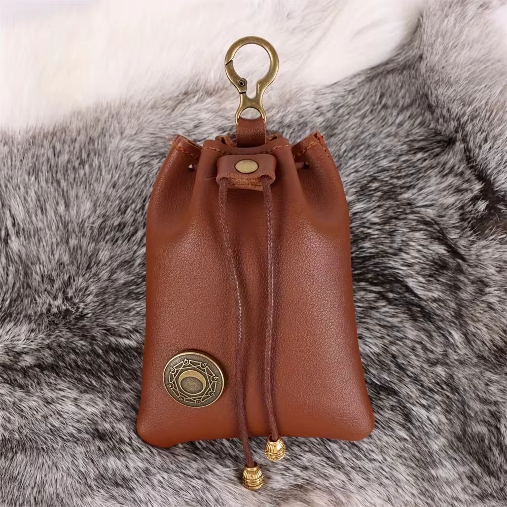 Ceinture romaine à feuilles et anneau en bois + sacoche – Image 3